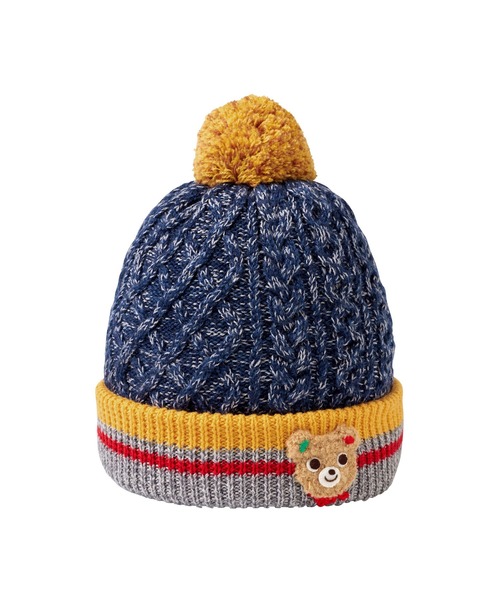 MIKI HOUSE(ミキハウス)の「プッチー&うさこニットフード(ニットキャップ/ビーニー・キッズ・ネイビー/ピンク・フリー(46-52cm))」の9枚目の写真