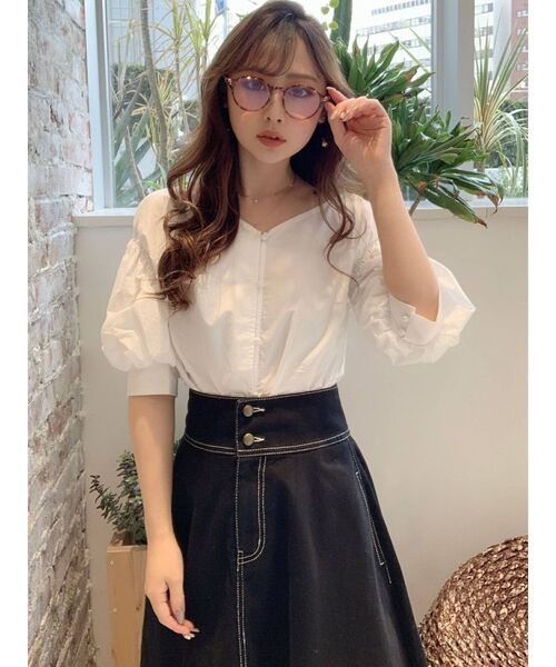 RESEXXY（リゼクシー）の「ボリュームスリーブブラウス（シャツ/ブラウス・レディース・オフホワイト/ブラック/ミント・FREE）」の6枚目の写真