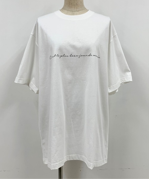 PICCIN（ピッチン）の「メッセージプリントビックTシャツ（Tシャツ/カットソー・レディース・オフホワイト/ブラック・M）」の12枚目の写真