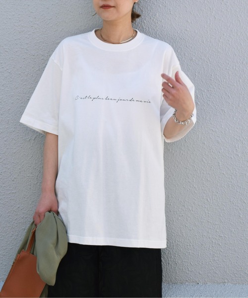 PICCIN（ピッチン）の「メッセージプリントビックTシャツ（Tシャツ/カットソー・レディース・オフホワイト/ブラック・M）」の5枚目の写真