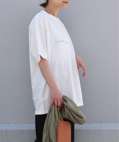 PICCIN（ピッチン）の「メッセージプリントビックTシャツ（Tシャツ/カットソー・レディース・オフホワイト/ブラック・M）」の6枚目の写真