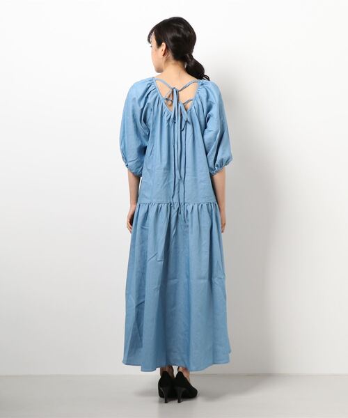 Mysa&Liina（ミーサリーナ）の「バックオープン ゆったりデニムワンピース（ワンピース・レディース・サックスブルー/インディゴブルー・M）」の4枚目の写真