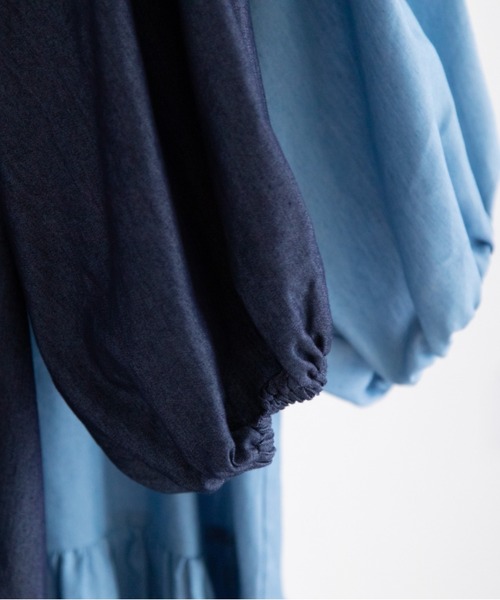 Mysa&Liina（ミーサリーナ）の「バックオープン ゆったりデニムワンピース（ワンピース・レディース・サックスブルー/インディゴブルー・M）」の6枚目の写真