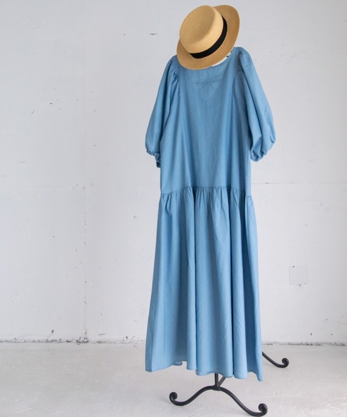 Mysa&Liina（ミーサリーナ）の「バックオープン ゆったりデニムワンピース（ワンピース・レディース・サックスブルー/インディゴブルー・M）」の9枚目の写真