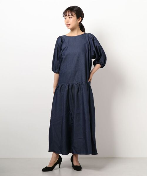 Mysa&Liina（ミーサリーナ）の「バックオープン ゆったりデニムワンピース（ワンピース・レディース・サックスブルー/インディゴブルー・M）」の8枚目の写真