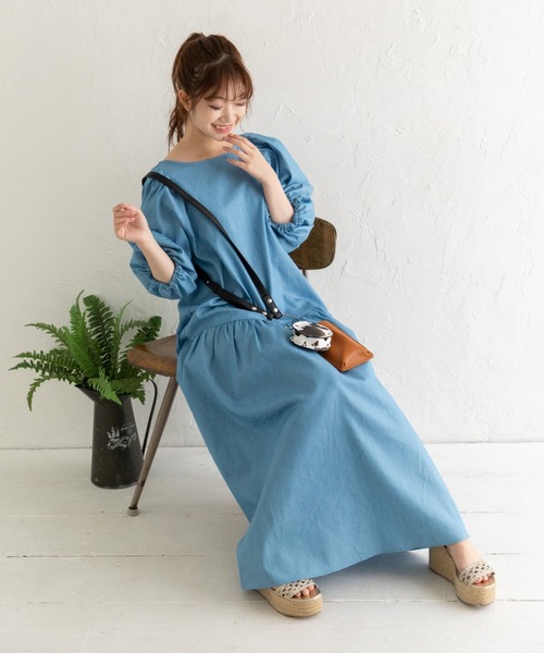 Mysa&Liina（ミーサリーナ）の「バックオープン ゆったりデニムワンピース（ワンピース・レディース・サックスブルー/インディゴブルー・M）」の20枚目の写真
