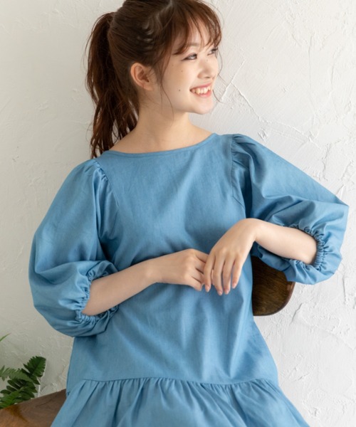 Mysa&Liina（ミーサリーナ）の「バックオープン ゆったりデニムワンピース（ワンピース・レディース・サックスブルー/インディゴブルー・M）」の21枚目の写真