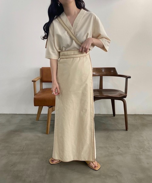 lawgy（ラウジー）の「bicolor wrap skirt（スカート・レディース・アイボリー/ベージュ・FREE）」の11枚目の写真