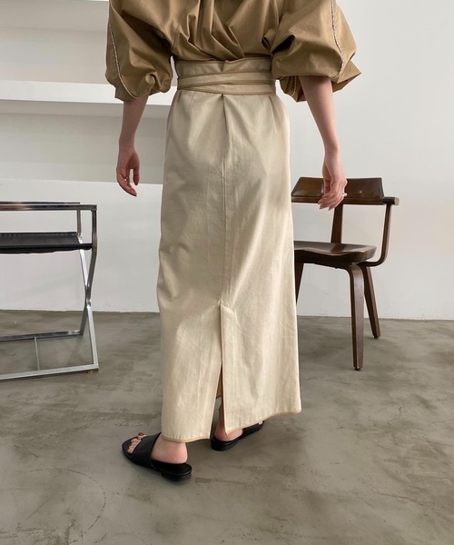 lawgy（ラウジー）の「bicolor wrap skirt（スカート・レディース・アイボリー/ベージュ・FREE）」の14枚目の写真