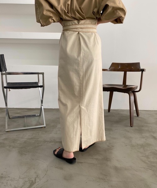 lawgy（ラウジー）の「bicolor wrap skirt（スカート・レディース・アイボリー/ベージュ・FREE）」の15枚目の写真