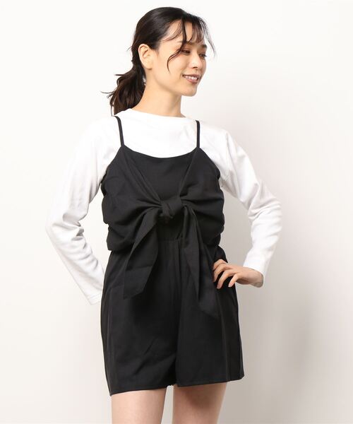 EMODA(エモダ)の「TIE MARK SHORT ALL IN ONE(ワンピース・レディース・その他/ブラック・FREE)」の1枚目の写真