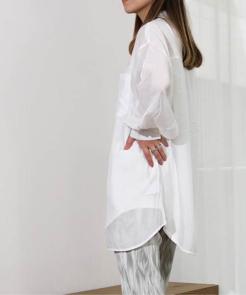 Per sist ence（パーシエンス）の「Per sist ence/パーシエンス　パイピングシャツ（シャツ/ブラウス・レディース・アイボリー/グレイッシュベージュ・FREE）」の7枚目の写真