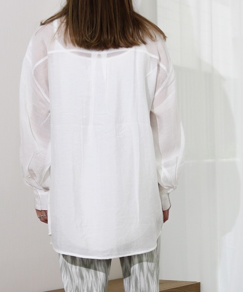 Per sist ence（パーシエンス）の「Per sist ence/パーシエンス　パイピングシャツ（シャツ/ブラウス・レディース・アイボリー/グレイッシュベージュ・FREE）」の9枚目の写真