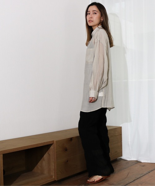 Per sist ence（パーシエンス）の「Per sist ence/パーシエンス　パイピングシャツ（シャツ/ブラウス・レディース・アイボリー/グレイッシュベージュ・FREE）」の11枚目の写真