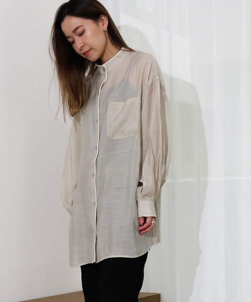 Per sist ence（パーシエンス）の「Per sist ence/パーシエンス　パイピングシャツ（シャツ/ブラウス・レディース・アイボリー/グレイッシュベージュ・FREE）」の12枚目の写真