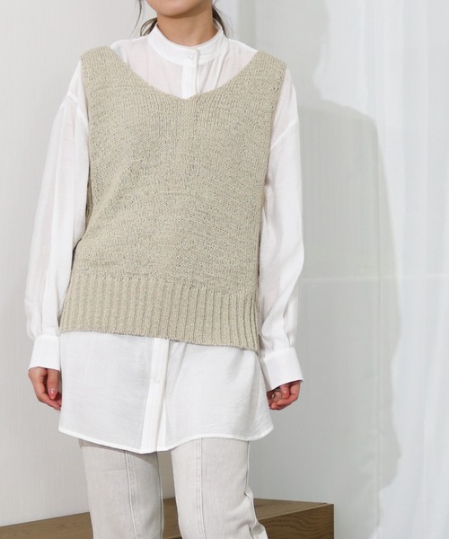 Per sist ence（パーシエンス）の「Per sist ence/パーシエンス　パイピングシャツ（シャツ/ブラウス・レディース・アイボリー/グレイッシュベージュ・FREE）」の17枚目の写真