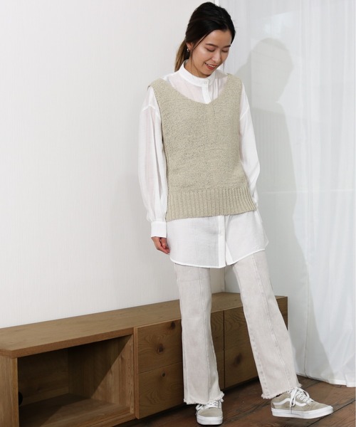 Per sist ence（パーシエンス）の「Per sist ence/パーシエンス　パイピングシャツ（シャツ/ブラウス・レディース・アイボリー/グレイッシュベージュ・FREE）」の18枚目の写真