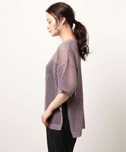 LOWRYS FARM（ローリーズファーム）の「メッシュプルオーバーＳＳ　946903（ニット/セーター・レディース・ブラック/ブラウン/アイボリー/パープル/カーキ・FREE）」の18枚目の写真