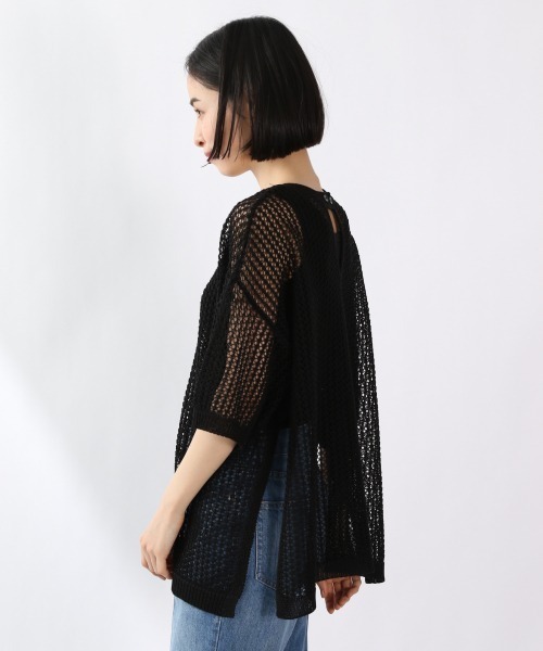 LOWRYS FARM（ローリーズファーム）の「メッシュプルオーバーＳＳ　946903（ニット/セーター・レディース・ブラック/ブラウン/アイボリー/パープル/カーキ・FREE）」の8枚目の写真