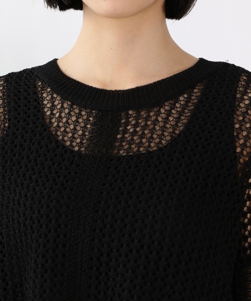 LOWRYS FARM（ローリーズファーム）の「メッシュプルオーバーＳＳ　946903（ニット/セーター・レディース・ブラック/ブラウン/アイボリー/パープル/カーキ・FREE）」の10枚目の写真