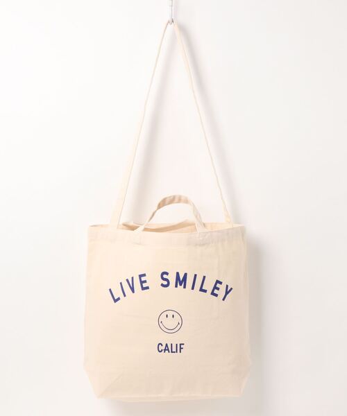 PARKS TOKYO SELECT(パークストウキョウセレクト)の「【LIVE SMILEY】キャンバス 2 WAY ショルダートートバック(ショルダーバッグ・レディース・オフホワイト/ホワイト×ネイビー/ホワイト×ブラック/ホワイト×ピンク・FREE)」の11枚目の写真