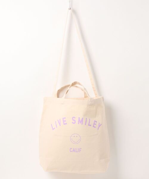 PARKS TOKYO SELECT(パークストウキョウセレクト)の「【LIVE SMILEY】キャンバス 2 WAY ショルダートートバック(ショルダーバッグ・レディース・オフホワイト/ホワイト×ネイビー/ホワイト×ブラック/ホワイト×ピンク・FREE)」の9枚目の写真