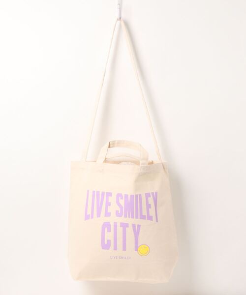 PARKS TOKYO SELECT(パークストウキョウセレクト)の「【LIVE SMILEY】キャンバス 2 WAY ショルダートートバック(ショルダーバッグ・レディース・オフホワイト/ホワイト×ネイビー/ホワイト×ブラック/ホワイト×ピンク・FREE)」の12枚目の写真