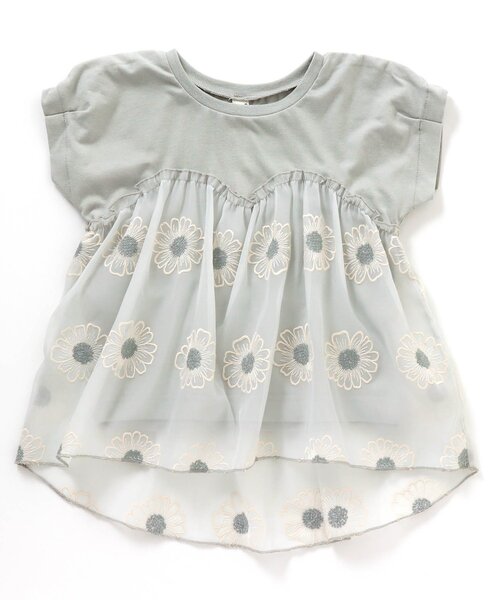 apres les cours（アプレレクール）の「フラワー刺繍チュニック（チュニック・キッズ・ミント/キナリ・110/80/90/100/120/130/140）」の5枚目の写真