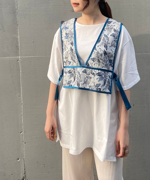 AS KNOW AS plus（アズノゥアズプラス）の「☆ジャカードビスチェセットＴシャツ【ZOZOTOWN限定アイテム】（Tシャツ/カットソー・レディース・ブラック/ブラウン/ブルー・FREE）」の8枚目の写真