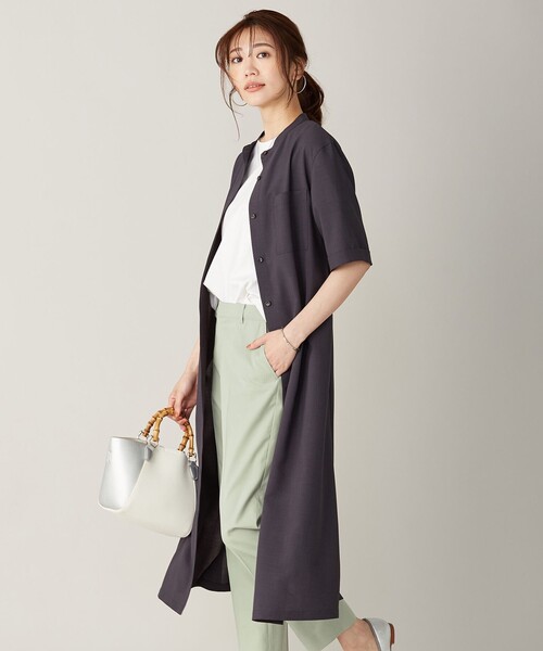 J.PRESS(ジェイプレス)の「【イージーケア・接触冷感・洗える】マルソースパンボイル ワンピース(ワンピース・レディース・グレー系/黄土色系/ネイビー系・T13/T15)」の2枚目の写真