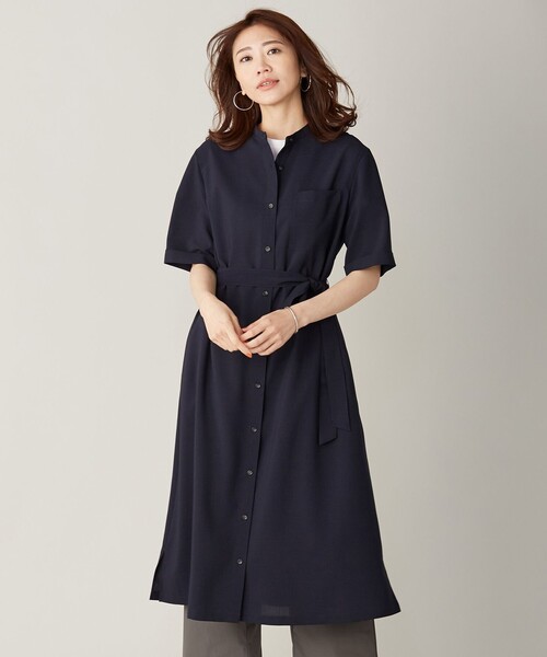 J.PRESS(ジェイプレス)の「【イージーケア・接触冷感・洗える】マルソースパンボイル ワンピース(ワンピース・レディース・グレー系/黄土色系/ネイビー系・T13/T15)」の3枚目の写真