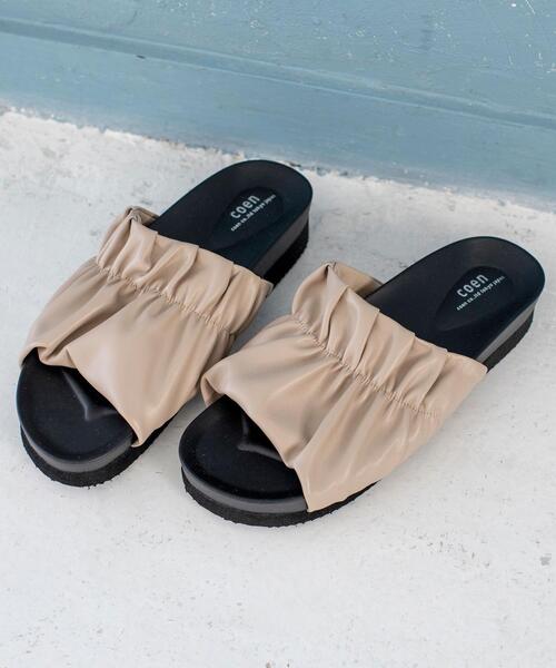 coen（コーエン）の「ギャザープラットフォームサンダル（サンダル・レディース・ブラック/ベージュ・SMALL/MEDIUM/LARGE）」の3枚目の写真