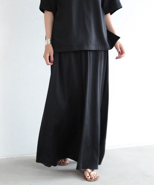 BABYLONE（バビロン）の「BABYLONE / ウォッシャブルシルクマキシスカート【セットアップ可｜手洗い可】（スカート・レディース・カーキ/ブラック・38inch/36inch/34inch）」の5枚目の写真