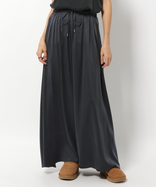 BABYLONE（バビロン）の「BABYLONE / ウォッシャブルシルクマキシスカート【セットアップ可｜手洗い可】（スカート・レディース・カーキ/ブラック・38inch/36inch/34inch）」の16枚目の写真