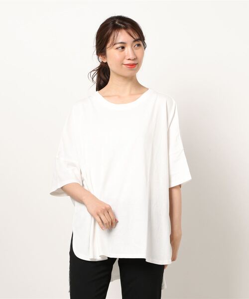 Samansa Mos2（サマンサ モスモス）の「ピグメント加工ポンチョチュニック（Tシャツ/カットソー・レディース・ベージュ/オフホワイト/ピンク・ﾌﾘ-）」の2枚目の写真