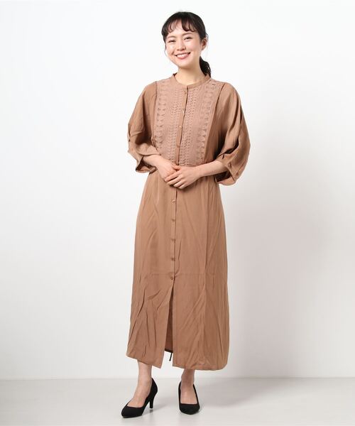 年中無休 Zozo限定 レース切替バンドカラーシャツワンピース 開梱設置 無料