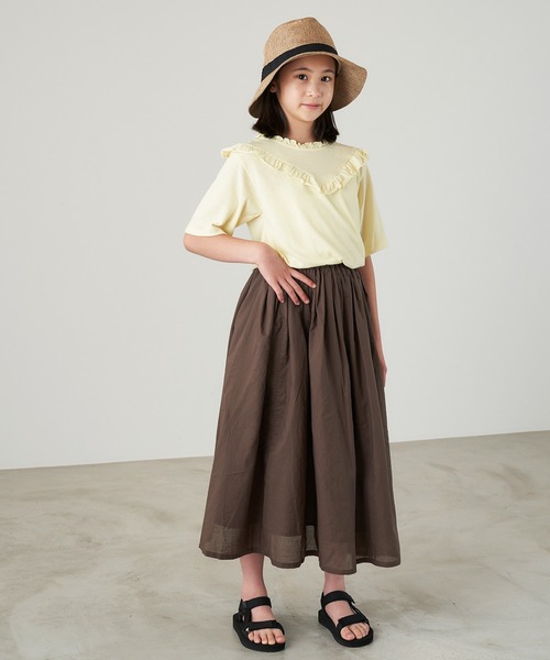&yam(アンドヤム)の「コットンボイルワッシャーロングスカート(スカート・キッズ・ブラック/グリーン/ブルー/ブラウン/ピンク/ベージュ・130-140cm/120-130cm/150-160cm/110-120cm/140-150cm)」の14枚目の写真