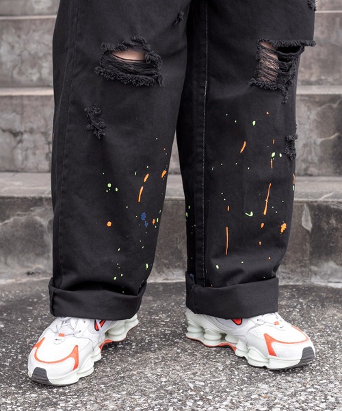 Perushu（ペルーシュ）の「ダメージルーズペイントパンツ（デニムパンツ・メンズ・ブラック/グリーン/ホワイト・SMALL/MEDIUM/LARGE）」の21枚目の写真