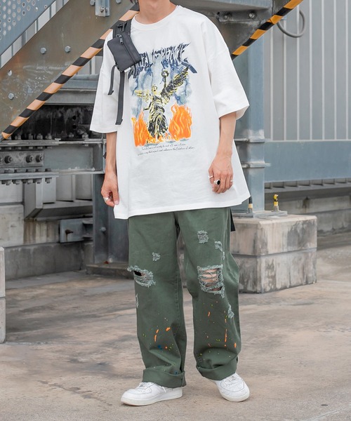 Perushu（ペルーシュ）の「ダメージルーズペイントパンツ（デニムパンツ・メンズ・ブラック/グリーン/ホワイト・SMALL/MEDIUM/LARGE）」の15枚目の写真