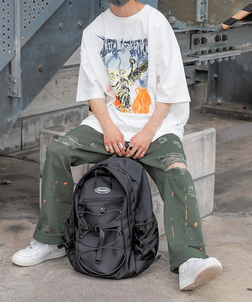 Perushu（ペルーシュ）の「ダメージルーズペイントパンツ（デニムパンツ・メンズ・ブラック/グリーン/ホワイト・SMALL/MEDIUM/LARGE）」の9枚目の写真