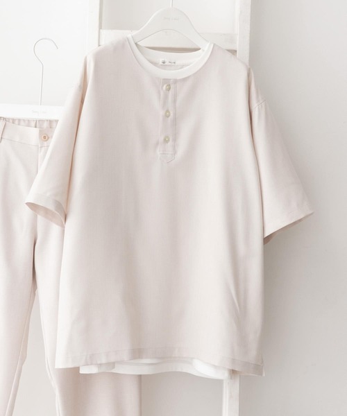 URBAN RESEARCH Sonny Label（アーバンリサーチサニーレーベル）の「『吸水速乾』ドライタッチヘンリーシャツ/インナーセット（Tシャツ/カットソー・メンズ・ネイビー/オレンジ/アイボリー/ミント・MEDIUM/LARGE）」の2枚目の写真