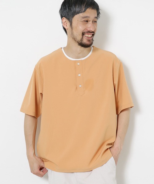 URBAN RESEARCH Sonny Label（アーバンリサーチサニーレーベル）の「『吸水速乾』ドライタッチヘンリーシャツ/インナーセット（Tシャツ/カットソー・メンズ・ネイビー/オレンジ/アイボリー/ミント・MEDIUM/LARGE）」の13枚目の写真