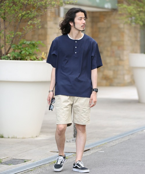 URBAN RESEARCH Sonny Label（アーバンリサーチサニーレーベル）の「『吸水速乾』ドライタッチヘンリーシャツ/インナーセット（Tシャツ/カットソー・メンズ・ネイビー/オレンジ/アイボリー/ミント・MEDIUM/LARGE）」の15枚目の写真
