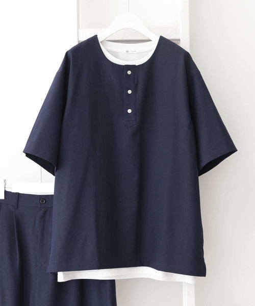 URBAN RESEARCH Sonny Label（アーバンリサーチサニーレーベル）の「『吸水速乾』ドライタッチヘンリーシャツ/インナーセット（Tシャツ/カットソー・メンズ・ネイビー/オレンジ/アイボリー/ミント・MEDIUM/LARGE）」の16枚目の写真