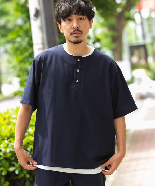 URBAN RESEARCH Sonny Label（アーバンリサーチサニーレーベル）の「『吸水速乾』ドライタッチヘンリーシャツ/インナーセット（Tシャツ/カットソー・メンズ・ネイビー/オレンジ/アイボリー/ミント・MEDIUM/LARGE）」の20枚目の写真