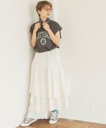 and R | アシンメトリーコットンティアードスカート(スカート)