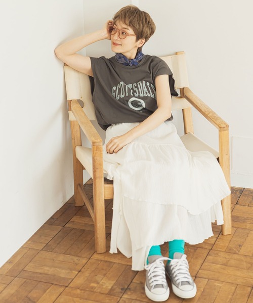 and R（アンドアール）の「アシンメトリーコットンティアードスカート（スカート・レディース・ホワイト/ブラック・FREE）」の13枚目の写真