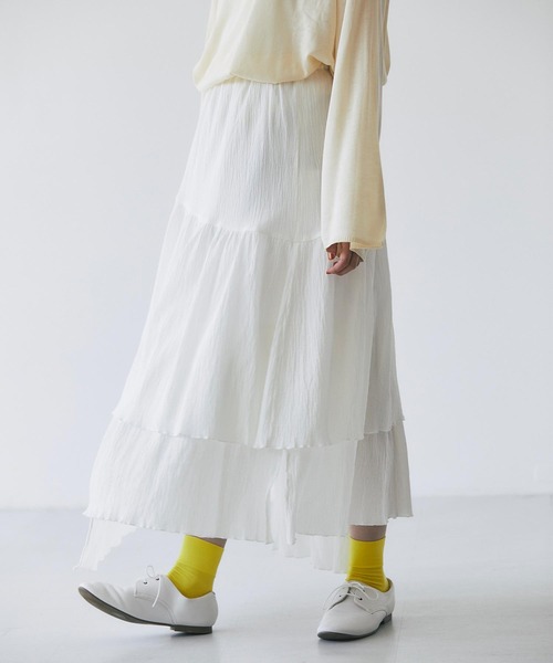 and R（アンドアール）の「アシンメトリーコットンティアードスカート（スカート・レディース・ホワイト/ブラック・FREE）」の12枚目の写真