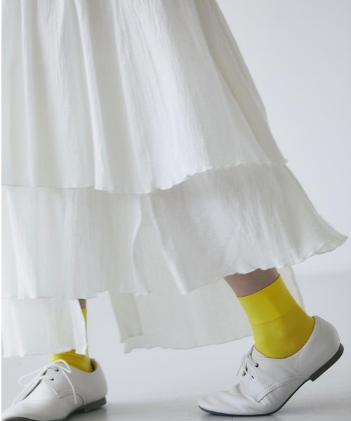 and R（アンドアール）の「アシンメトリーコットンティアードスカート（スカート・レディース・ホワイト/ブラック・FREE）」の4枚目の写真