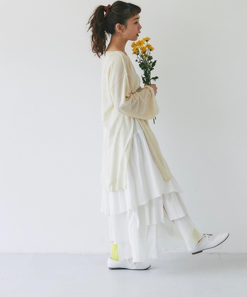 and R（アンドアール）の「アシンメトリーコットンティアードスカート（スカート・レディース・ホワイト/ブラック・FREE）」の8枚目の写真